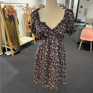 Navy Blue & Floral Sweetheart Sundress
